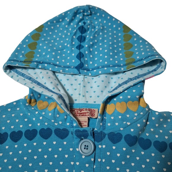 Beautees two-piece short-sleeved heart print hoodie and solid tank top set - Picture 5 of 14